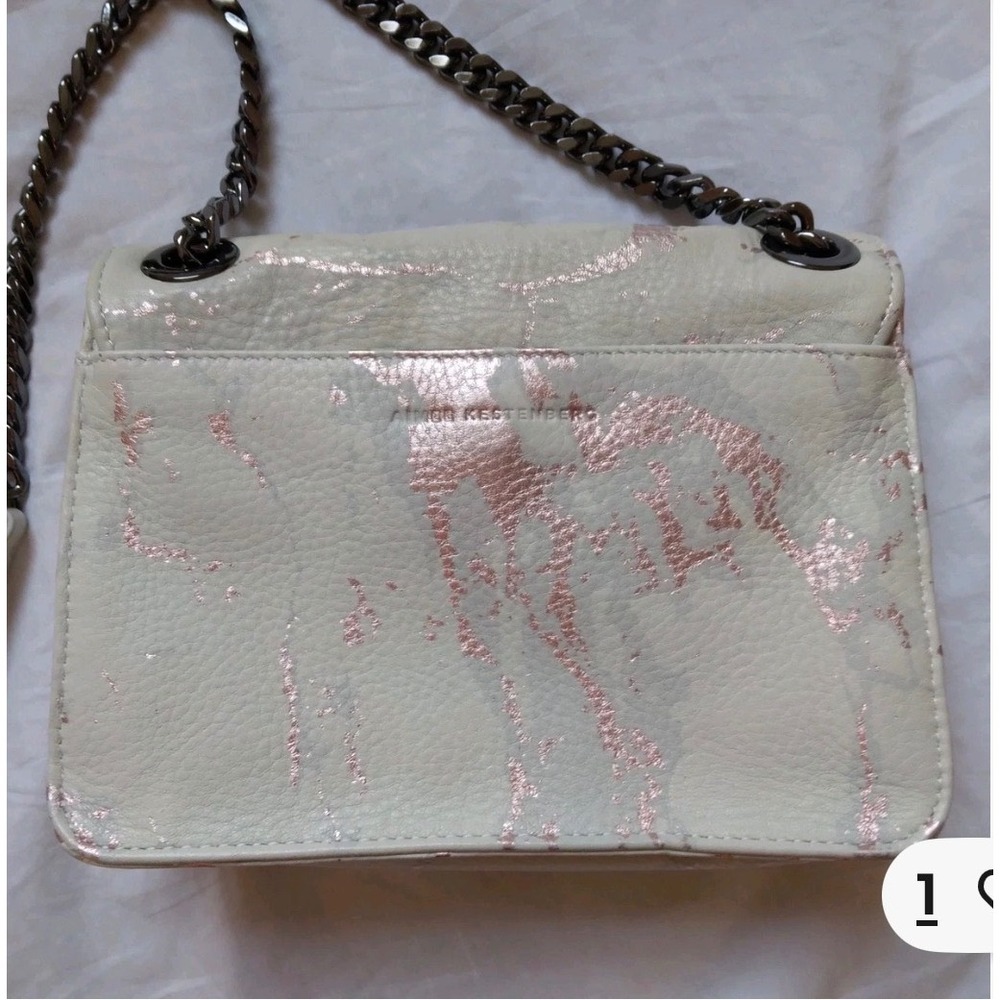 Aimee Kestenberg Leather Heart Crossbody Bag Rose Gold Marble Cream Gunmetal - Picture 5 of 6